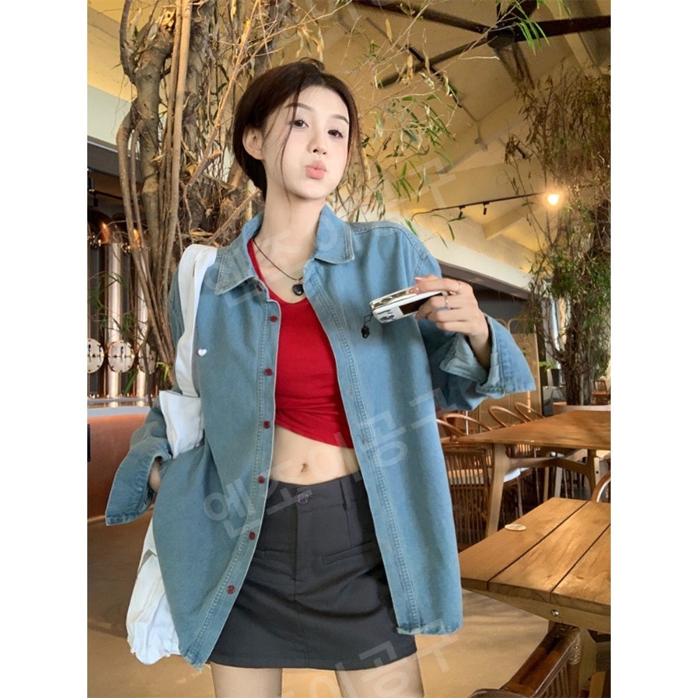 놀면 뭐하니 234회 이미주 데님 셔츠 남방 간절기 캐주얼 의상 옷 패션 - 상세 이미지 4