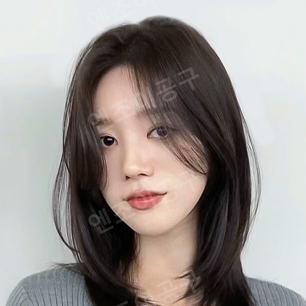 여성 롱 가발 인모 자연스러운 무흔적 레이어드컷 중간길이 - 메인 이미지