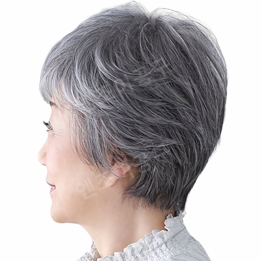 중년 가발 숏컷 쇼트 엄마 스타일 할머니 아줌마 단발 통가발 - 메인 이미지