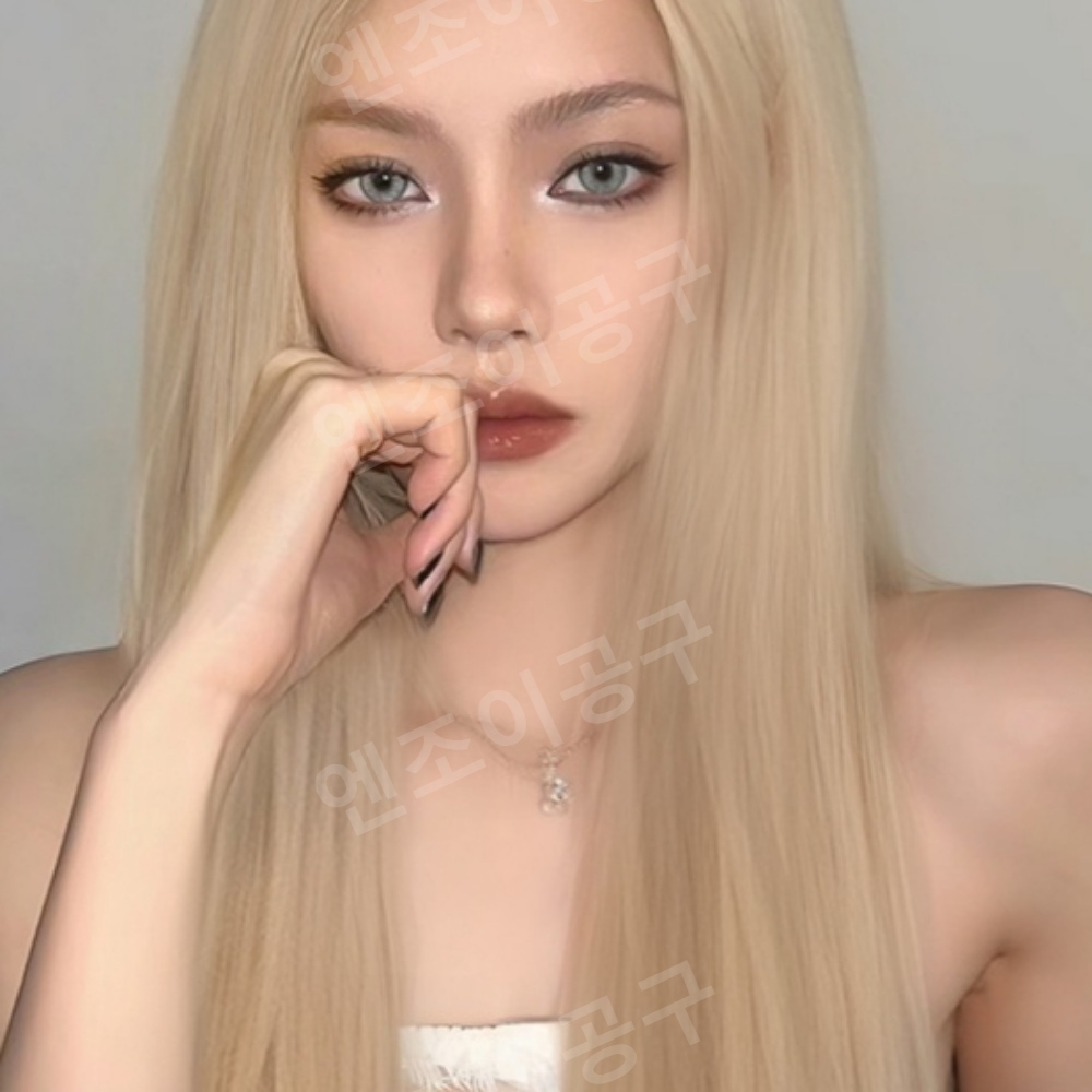 금발 가발 백금발 긴머리 여성 롱 스트레이트 헤어 통가발 - 상품 이미지
