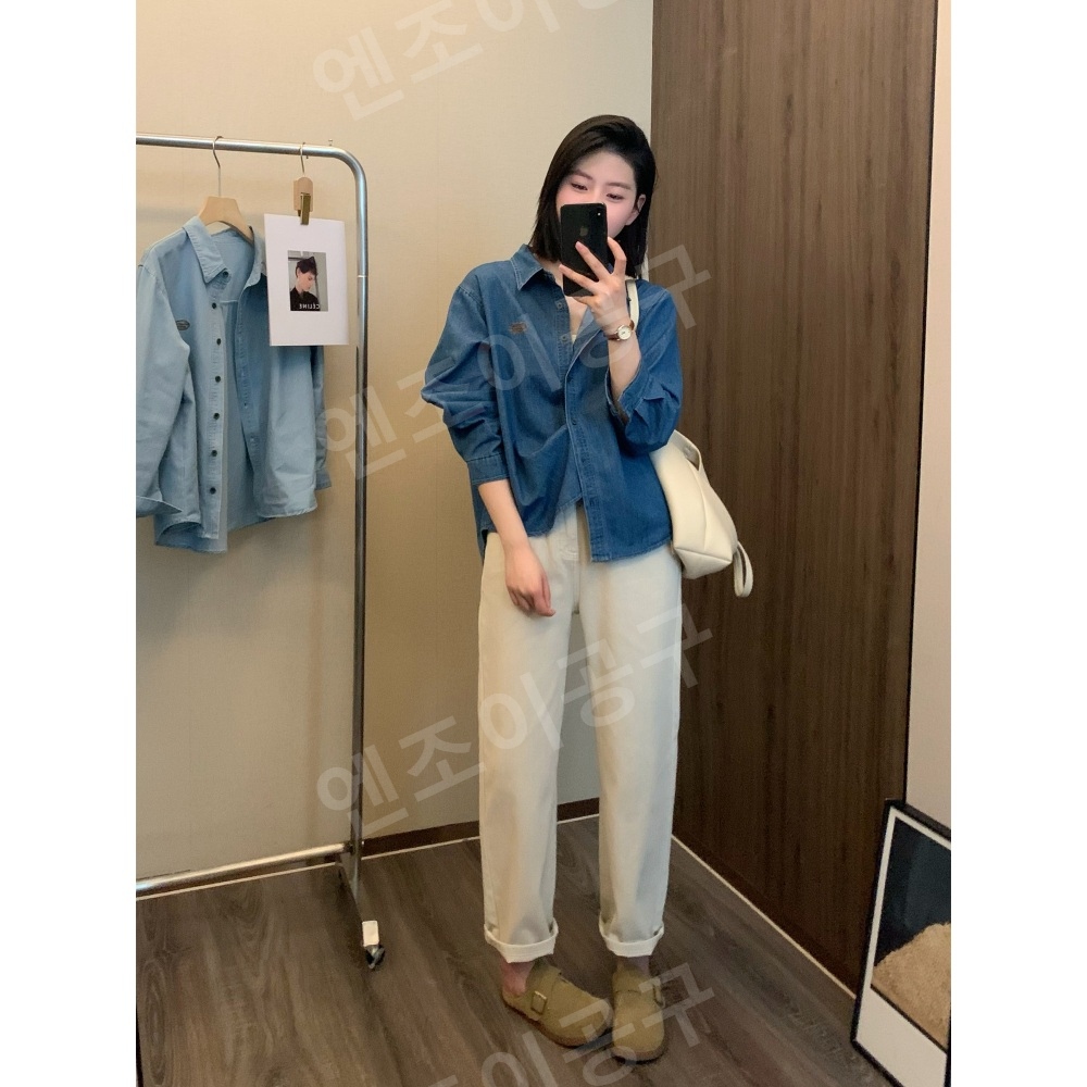 놀면 뭐하니 234회 이미주 데님 셔츠 남방 복고풍 봄 의상 옷 패션 - 상세 이미지 5