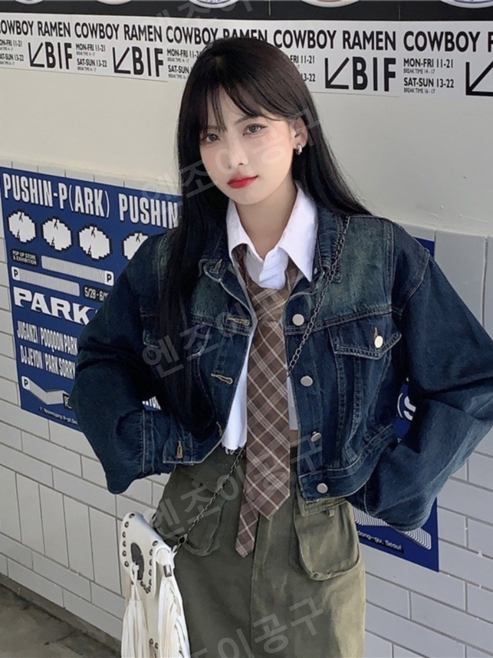 진청 청청코디 숏 데님 재킷 여성 독특한 빈티지 자켓 - 상세 이미지 3