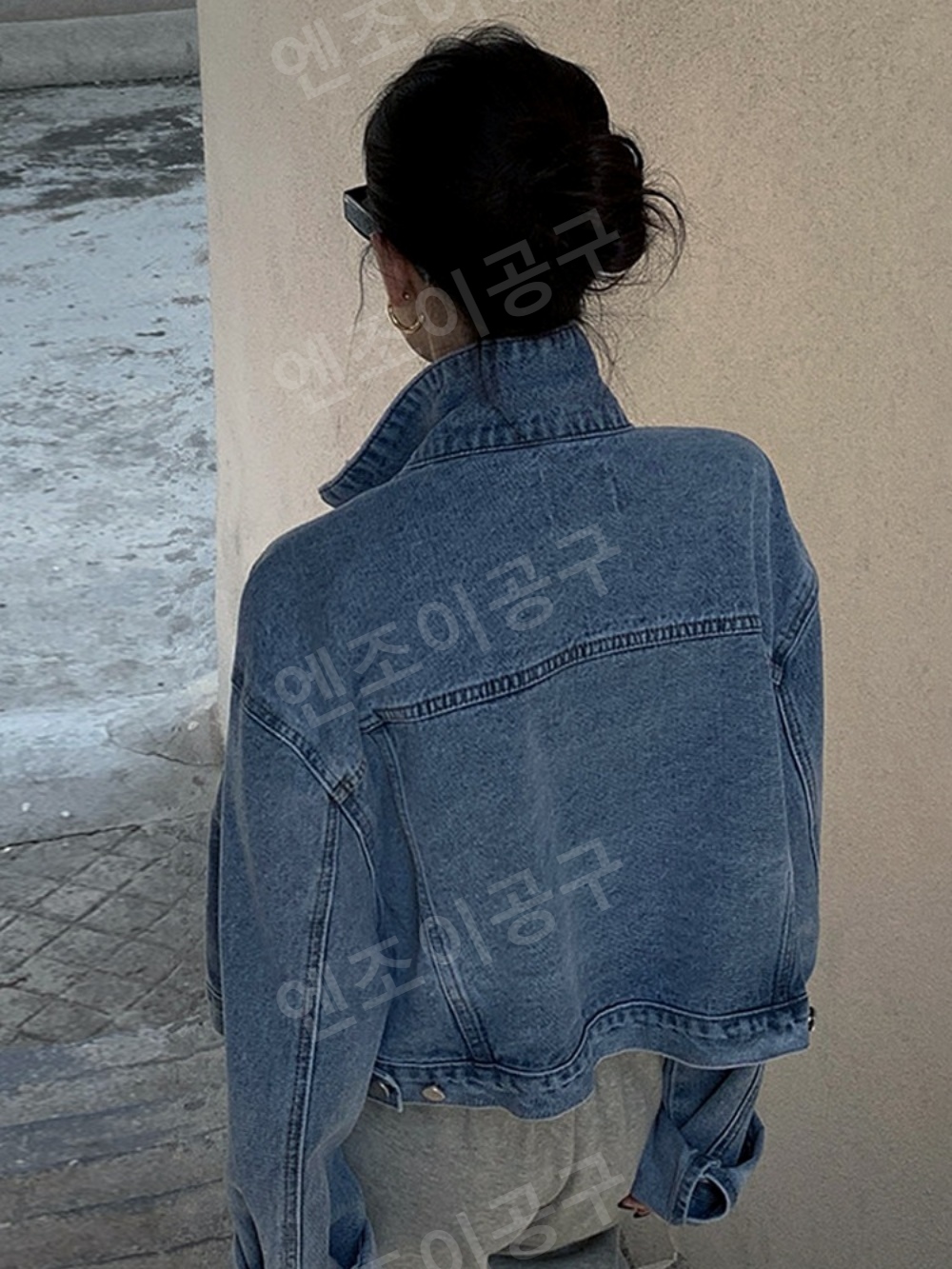 청셋업 데님 진청 숏 데님 재킷 여성 빈티지 스타일 자켓 - 상세 이미지 3