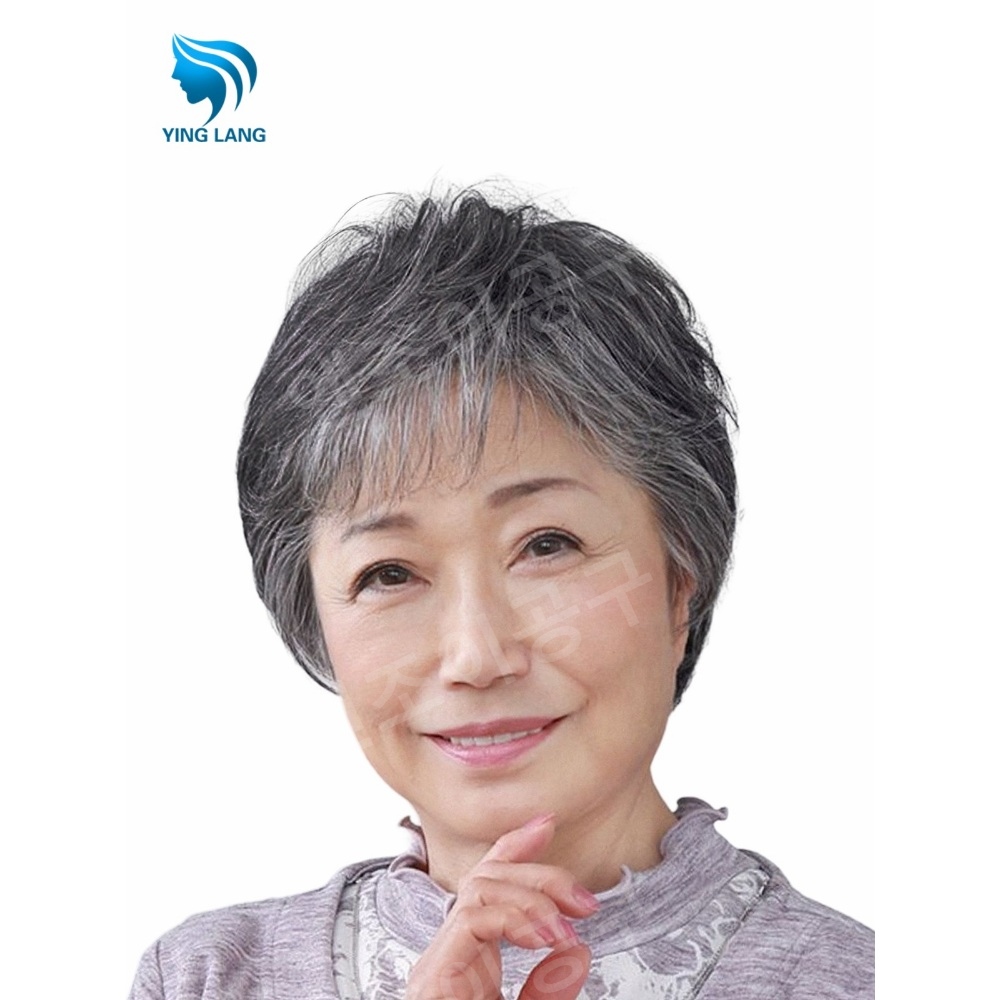 중년 가발 숏컷 쇼트 엄마 스타일 할머니 아줌마 단발 통가발 - 상세 이미지 3