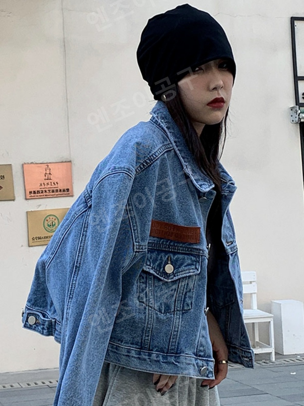 청셋업 데님 진청 숏 데님 재킷 여성 빈티지 스타일 자켓 - 상세 이미지 2