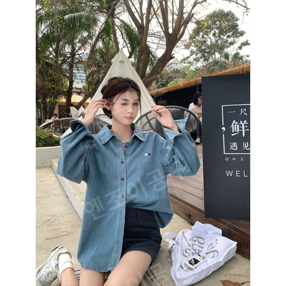 놀면 뭐하니 234회 이미주 데님 셔츠 남방 간절기 캐주얼 의상 옷 패션 - 상세 이미지 5