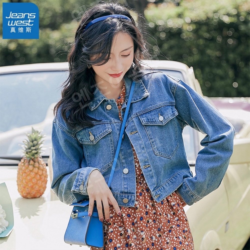 숏 데님 재킷 크롭 여성 빈티지 자켓 - 상세 이미지 2