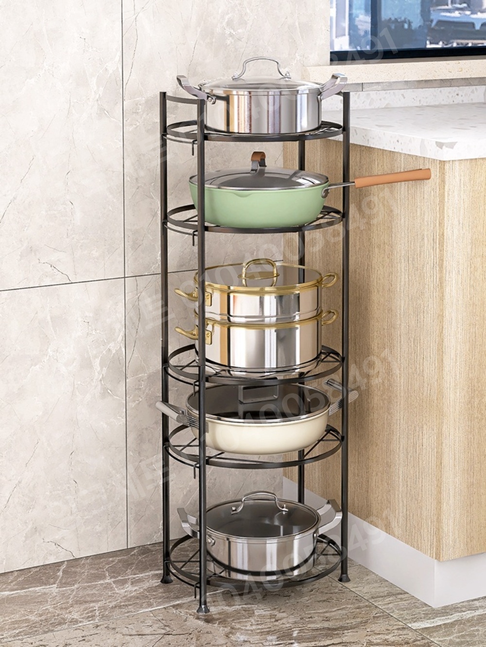 후라이팬정리대 냄비 트레이 선반 5단 공간활용 주방 - 상세 이미지 4