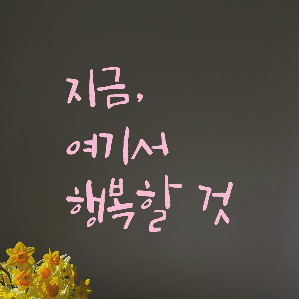 매장 카페 창문 거실 인테리어 캘리그라피 레터링 스티커 지금 여기서 행복할 것 LC-053S 검정 이미지 7