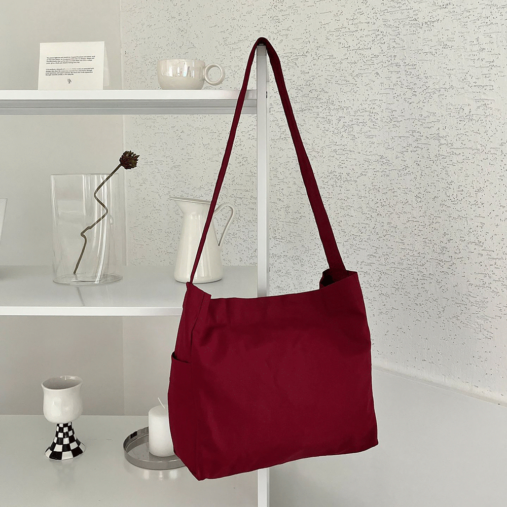 무지 크로스에코백 포켓 숄더백 마카롱미디움에코백 딥레드