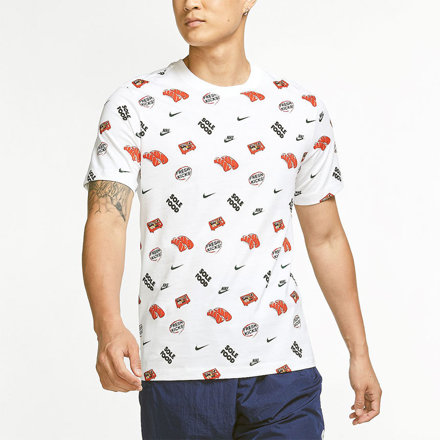 [라스트 사이즈 세일] 나이키 NSW 푸드 AOP 남녀공용 순면 반팔 티셔츠 DC9186-100 3XL Only - 상세 이미지 2
