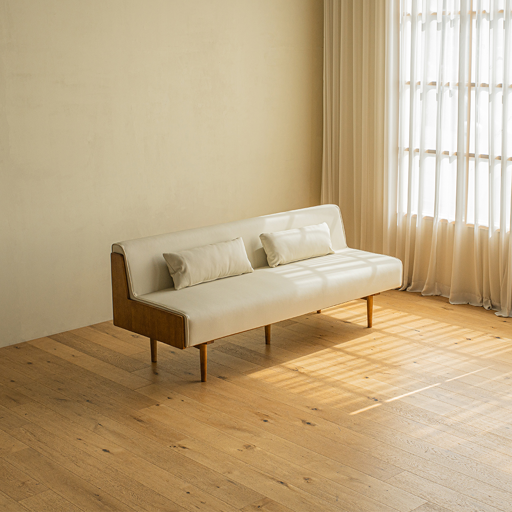 미네 3인용 원목 비건 가죽 다이닝 소파 1800