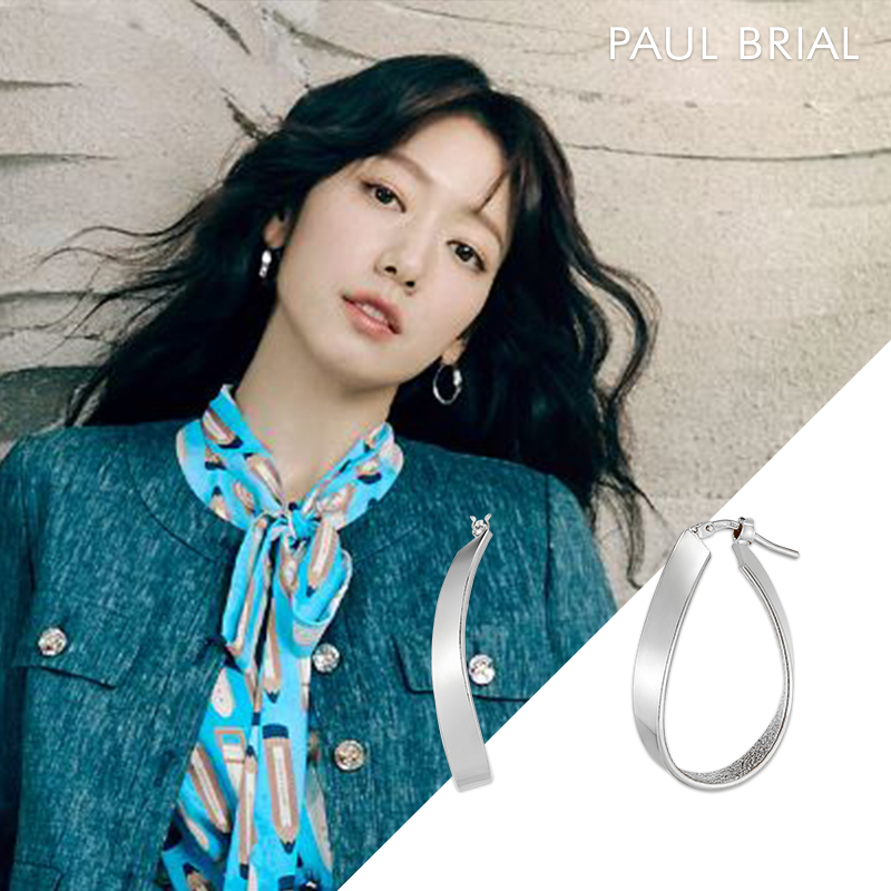 전지현 박신혜 착용 폴브리알 주얼리 그레인 후프 귀걸이 PWSE0097 실버 모던 데일리 - 메인 이미지