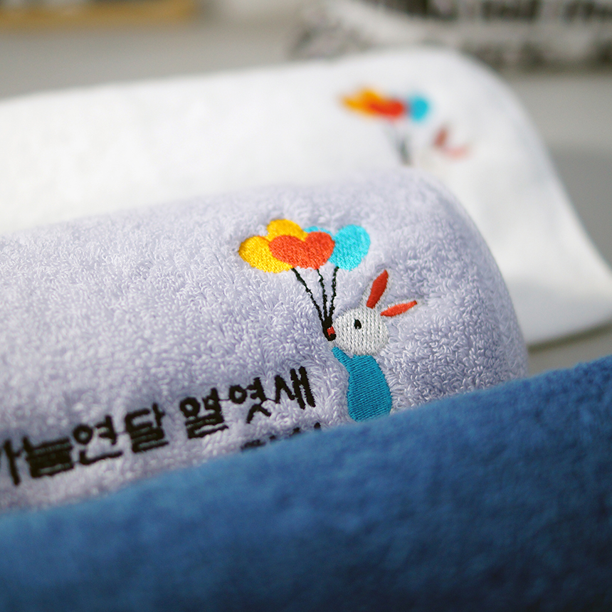 토끼띠 돌답례품 돌잔치 수건 귀여운 토끼 풍선 자수 - 상세 이미지 5