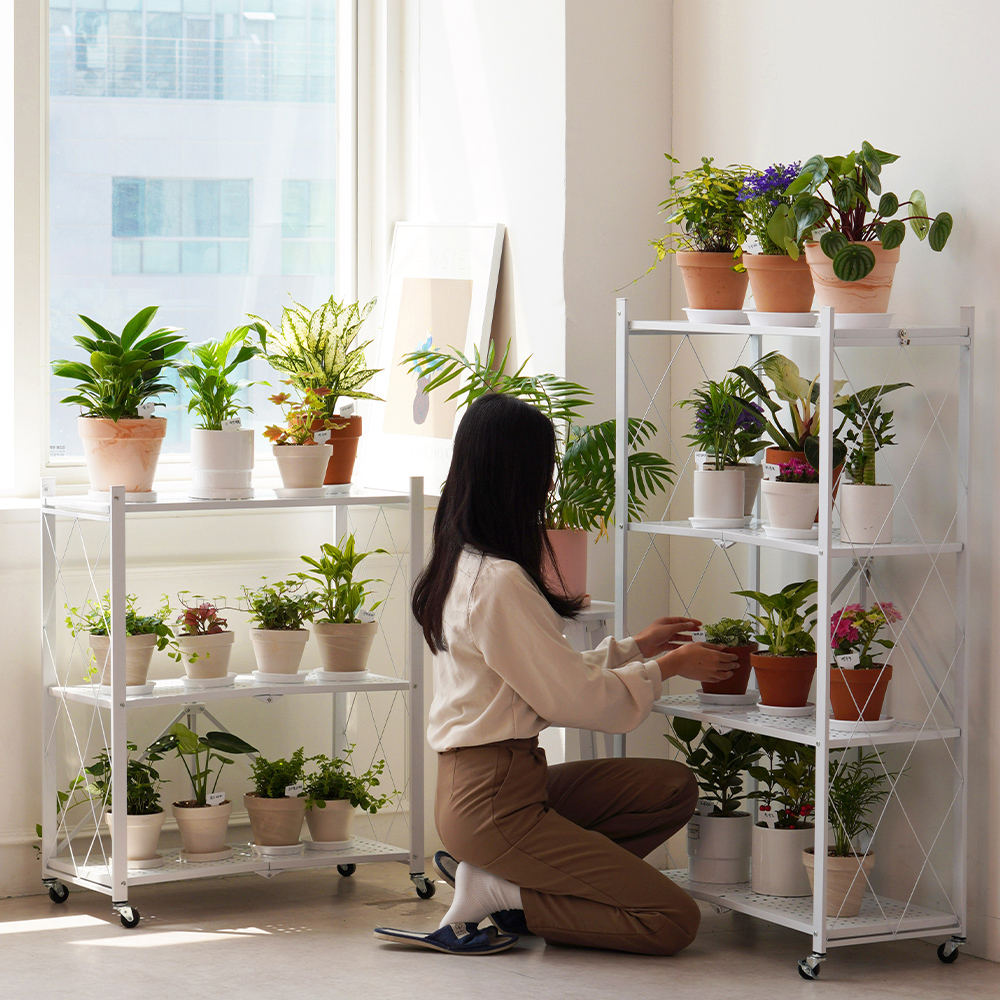 접이식 철제 화분선반 식물선반 받침대 정리대 진열대 거치대 선반대 베란다 3단 이미지 2