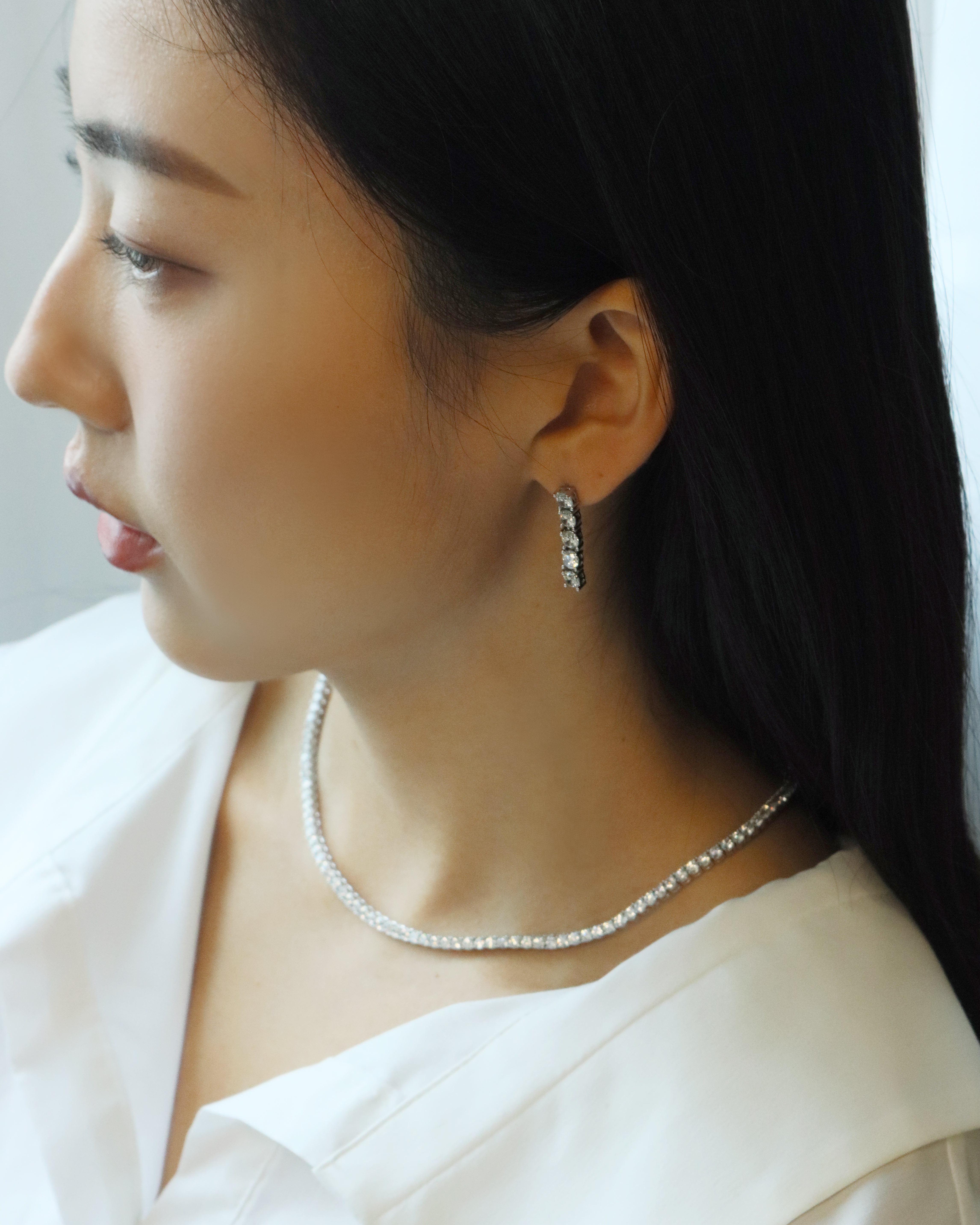 4mm 은침 테니스 큐빅 귀걸이 - 상세 이미지 5