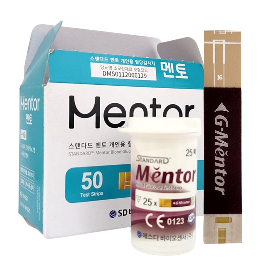 SD바이오센서 스탠다드 멘토 개인용 혈당측정검사지 50매 당뇨 측정 스틱 소모성 재료