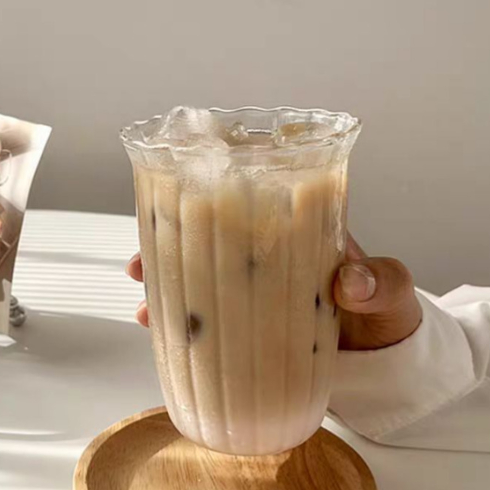 아이스커피잔 420ml 플리츠유리컵 하이볼글라스