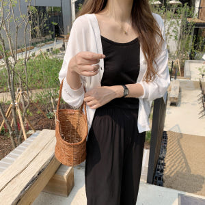 오버핏 브이넥 린넨 여자 가디건 시스루 여성 여름 가디건 얇은 긴팔 썸머... 착용 후기 | 사이즈/핏 총정리 - 상품 이미지 4