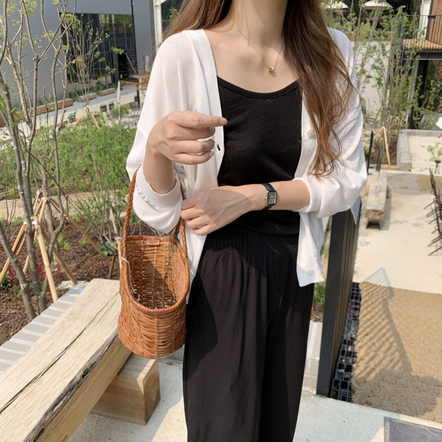 오버핏 브이넥 린넨 여자 가디건 시스루 여성 여름 가디건 얇은 긴팔 썸머 니트 가디건