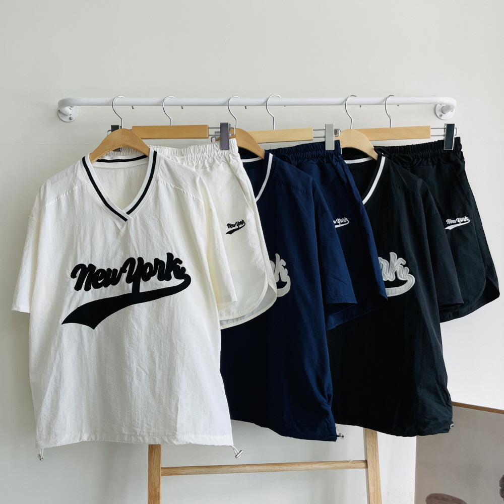 아노락세트 바람막이 여름 여성 트레이닝셋업 빅사이즈 반팔반바지 츄리닝 세트