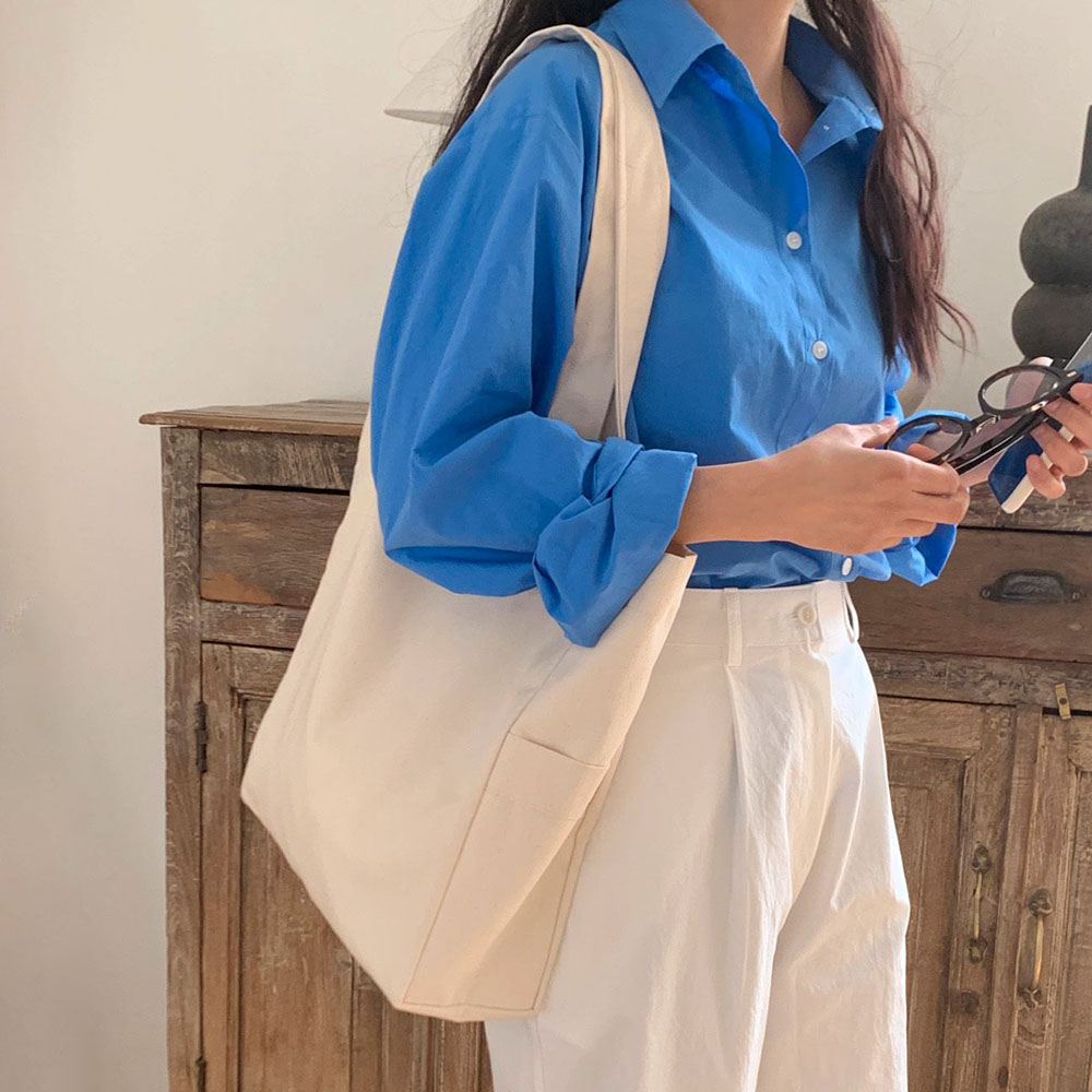 보부상에코백 무지캔버스백 포켓 숄더백 마카롱에코백 내츄럴