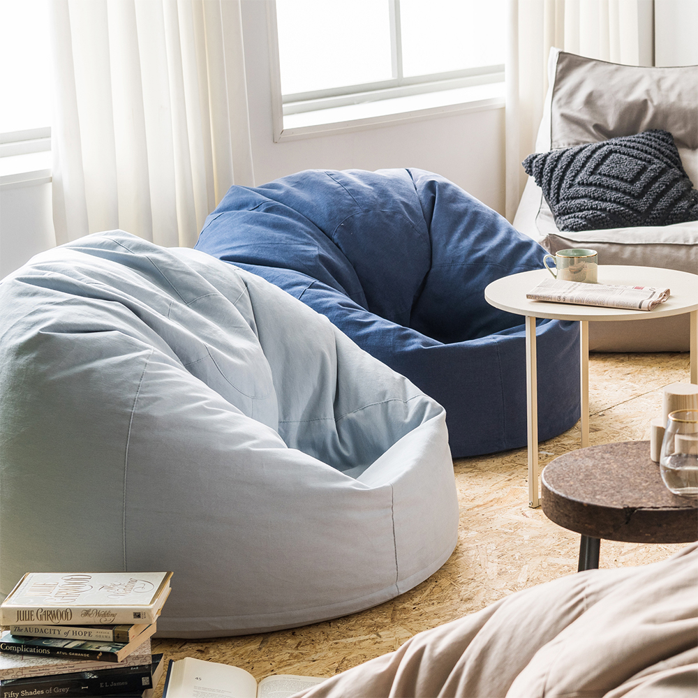 폴리몰리 904C 코튼 1인용 빈백 소파 순면 수유 의자, 클래식 오렌지 (메시속커버)