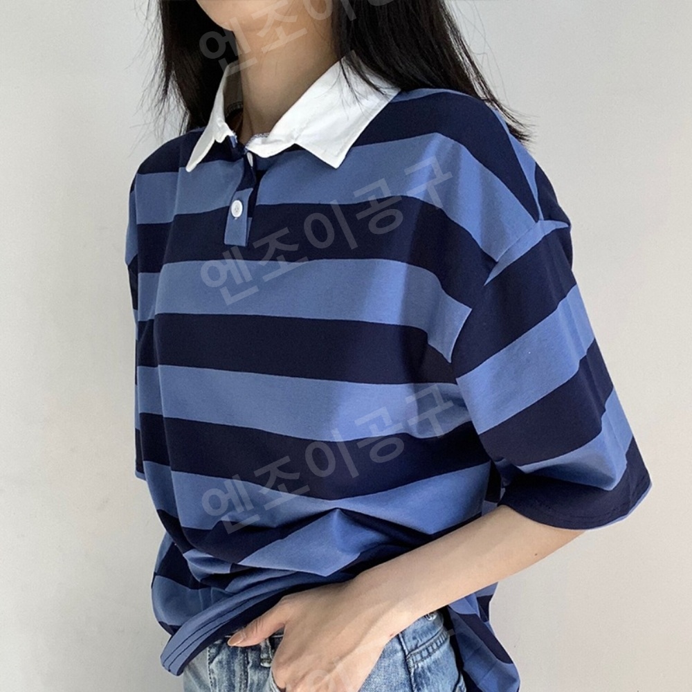 전지적참견시점 홍현희 스트라이프 티셔츠 카라넥 데일리 의상 옷 패션 - 상세 이미지 4