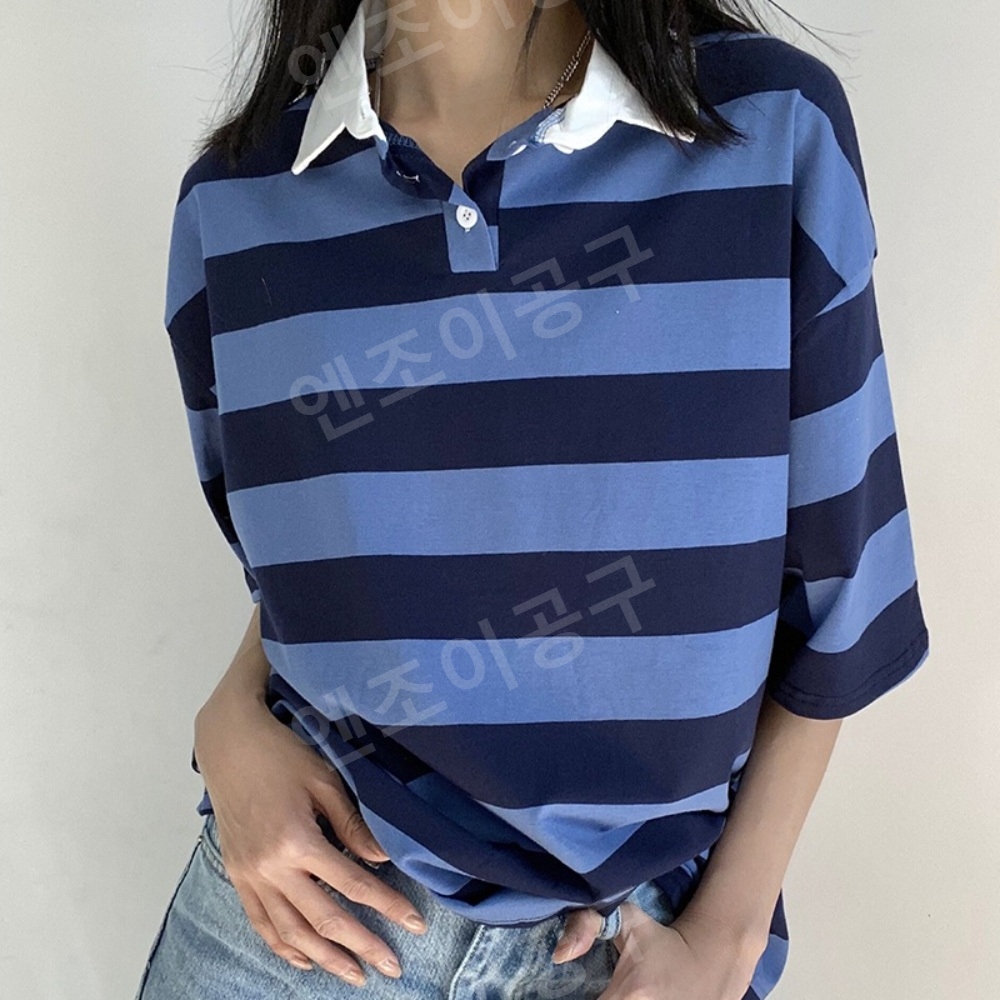 전지적참견시점 홍현희 스트라이프 티셔츠 카라넥 데일리 의상 옷 패션 - 상세 이미지 2
