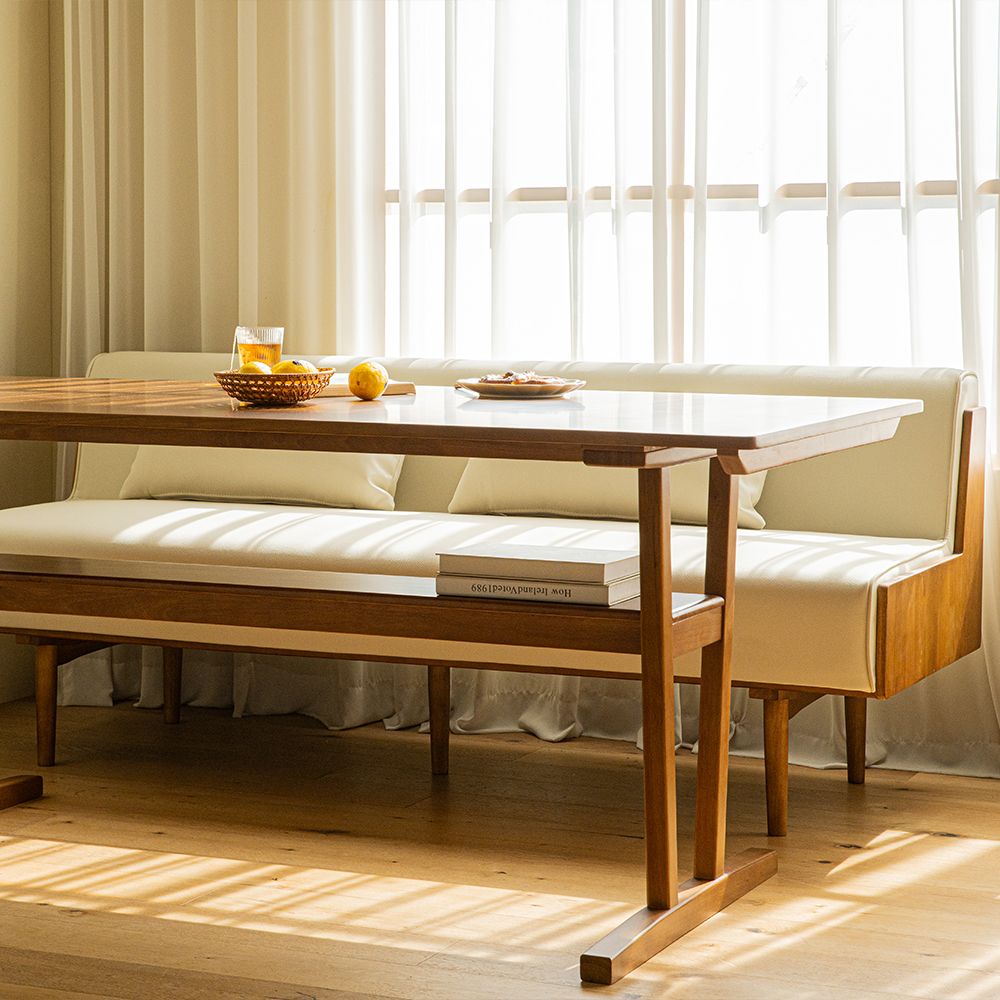 미네 3인용 원목 비건 가죽 다이닝 소파 1800