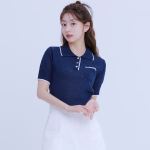 [N배송] 로엠 띠배색 카라 반팔 스웨터 RMKAE25R15 착용 후기 | 사이즈/핏 총정리 - 상품 이미지 2