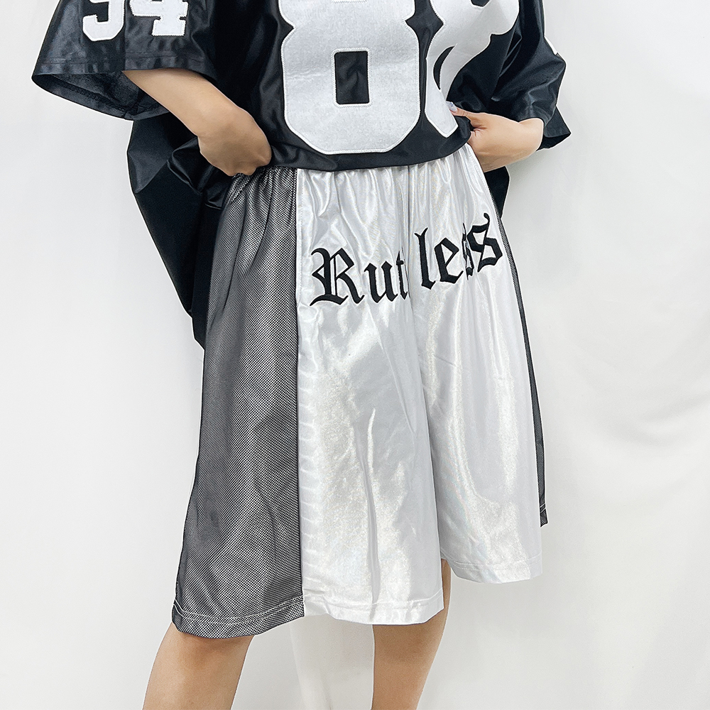 실버 트레이닝 매쉬 실키 자수 버뮤다 7부 와이드 하프팬츠 3color - 상세 이미지 3