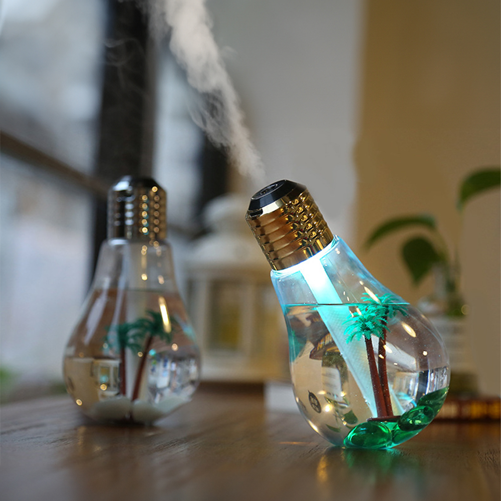 감성 전구 모양 무드등 미니 USB 가습기 감성 LED 데스크테리어 오브제
