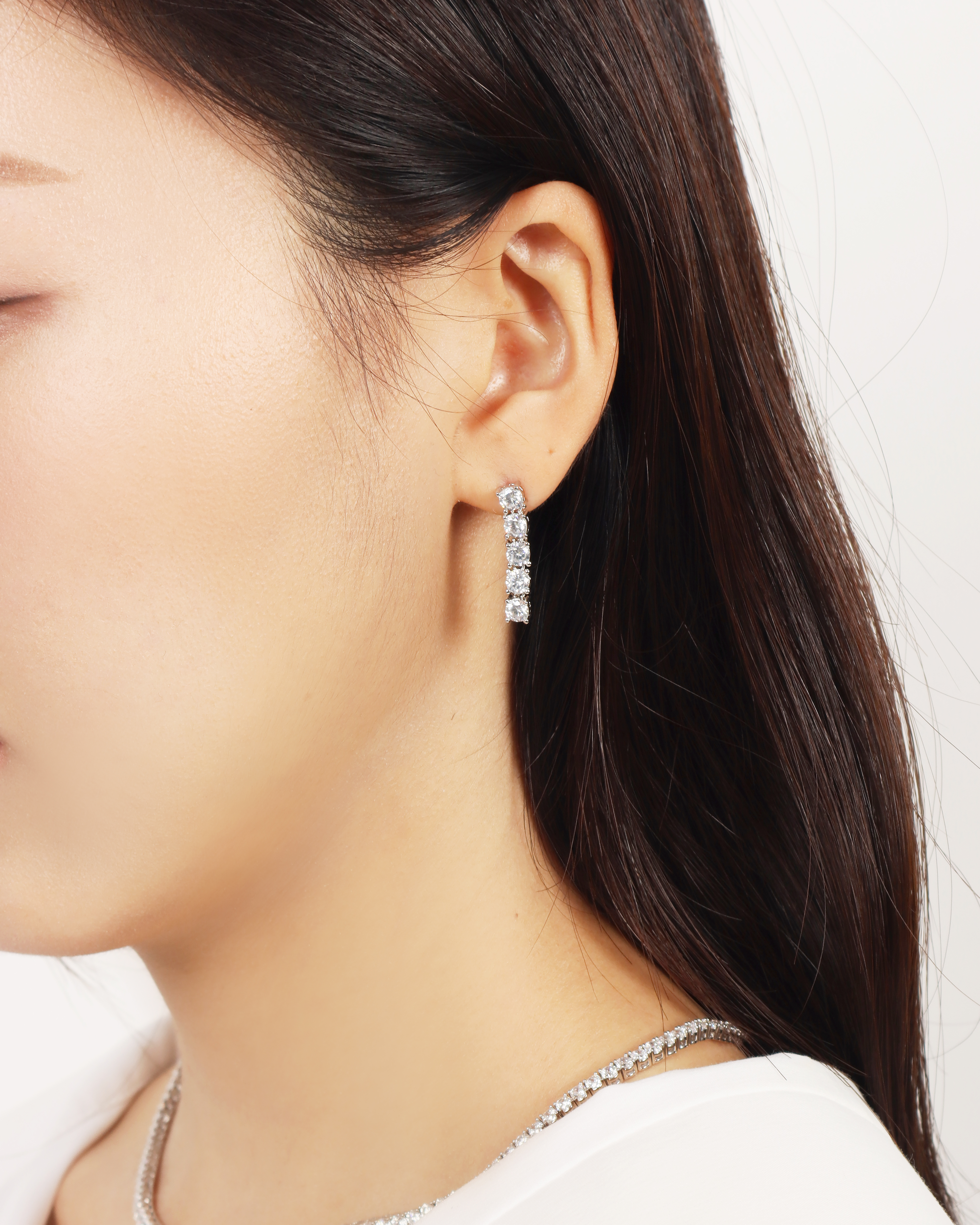4mm 은침 테니스 큐빅 귀걸이 이미지 6