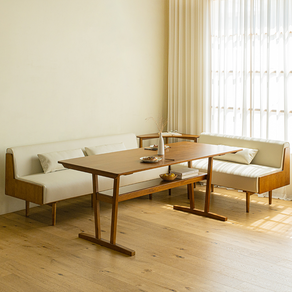 미네 3인용 원목 비건 가죽 다이닝 소파 1800