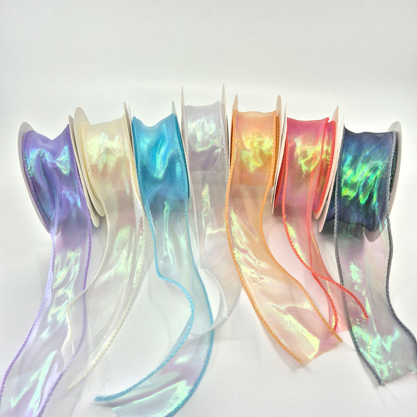 펄 오로라 오간디 리본 청첩장 선물포장 쉬폰리본 4cm - 상품 이미지