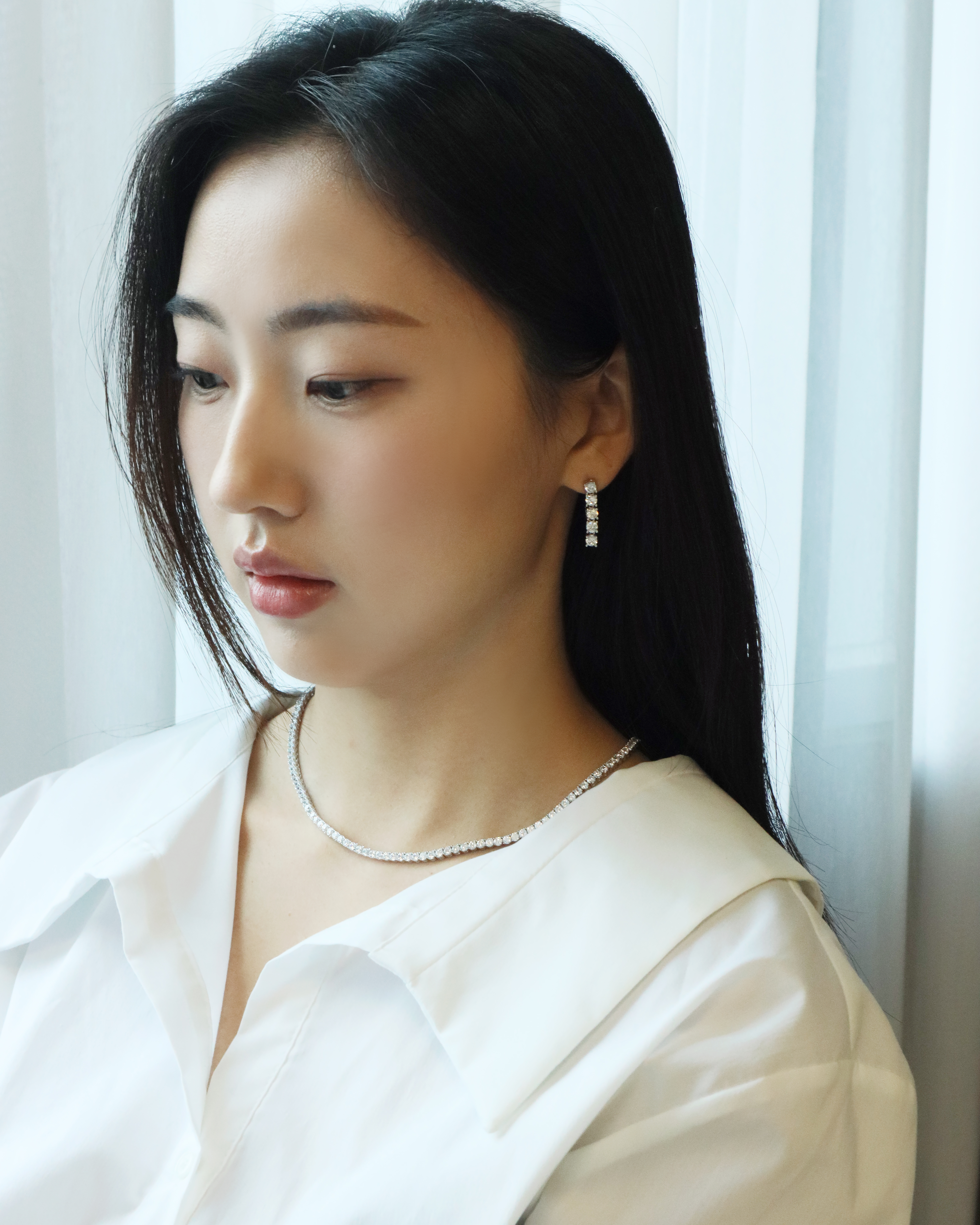 4mm 은침 테니스 큐빅 귀걸이 - 상세 이미지 4