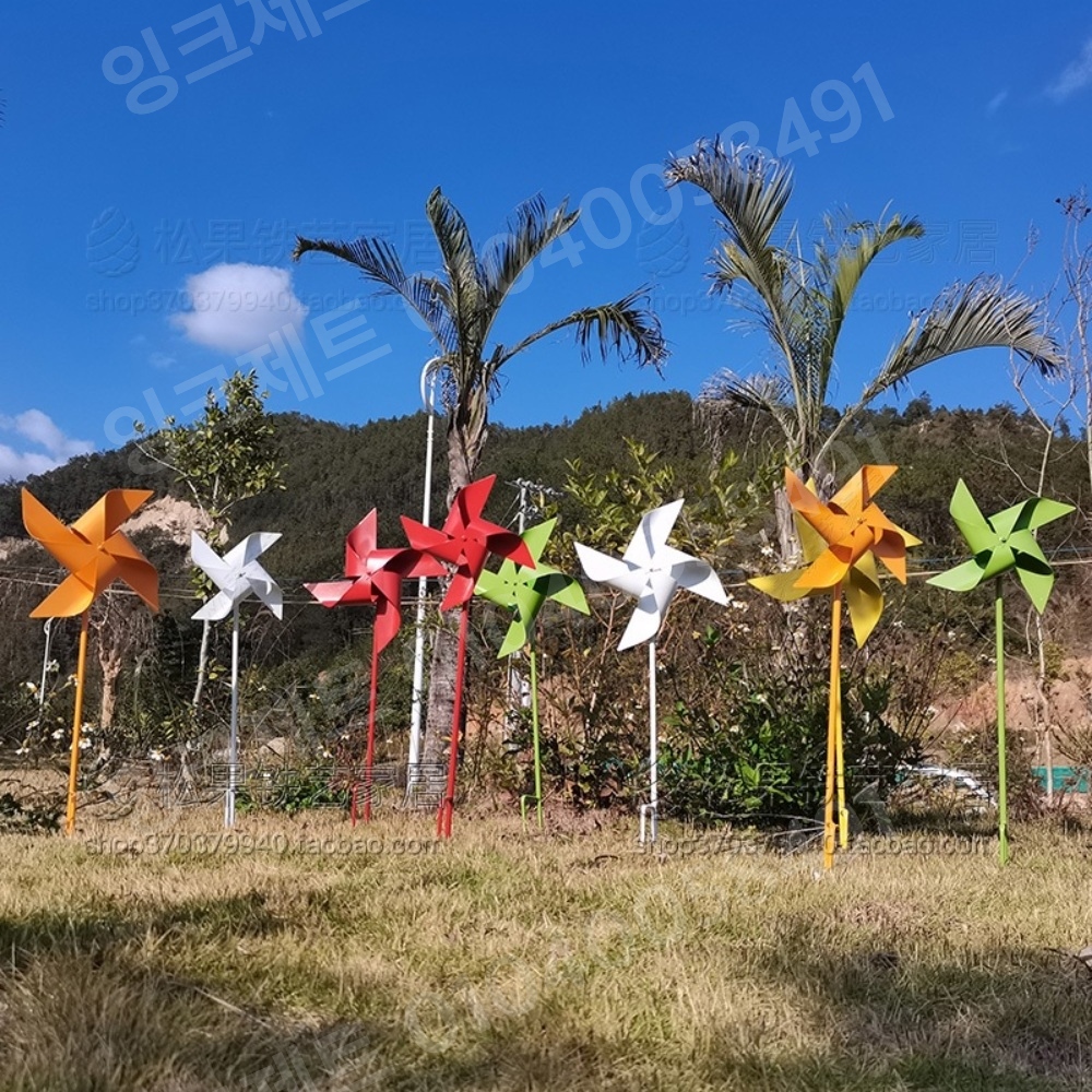 철제 바람개비 테라스 왕 무지개 장식 소품 가든 땅꽂이 - 상세 이미지 4