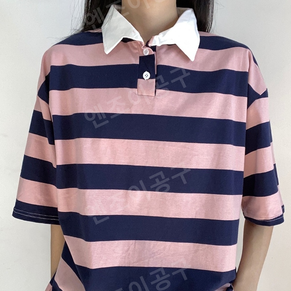 전지적참견시점 홍현희 스트라이프 티셔츠 카라넥 데일리 의상 옷 패션 - 메인 이미지