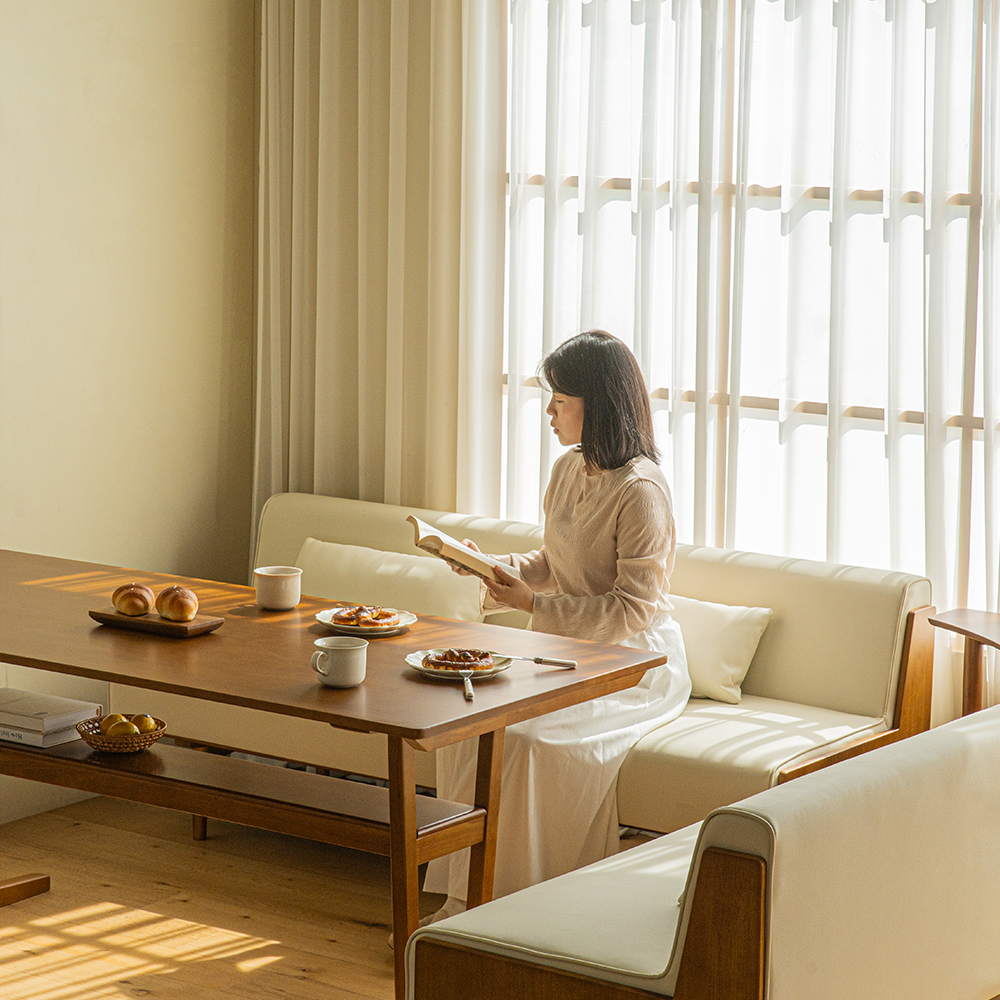 미네 3인용 원목 비건 가죽 다이닝 소파 1800