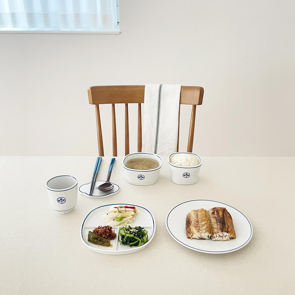 희고희고 1인그릇세트 도자기식기 혼밥그릇 - 상세 이미지 4