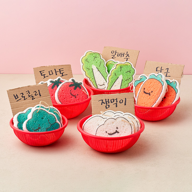 잼먹 천연수세미 셀룰로오스 5개입 1SET 제로웨이스트