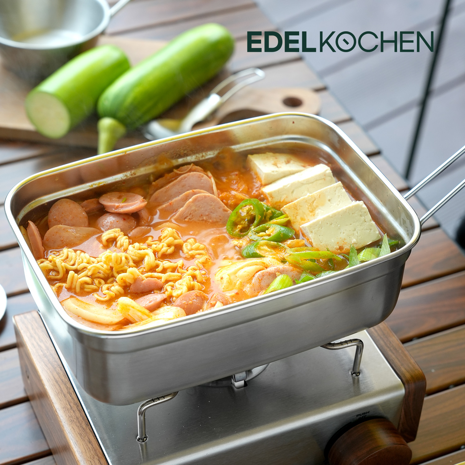 에델코첸 스텐 백패킹 코펠 세트 사각 2.9L 대용량 트리플 반합