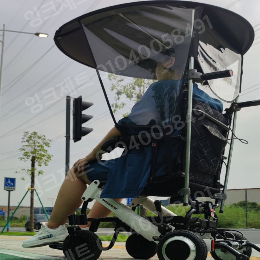 휠체어 캐노피 천장 가리개 그늘 우산 커버 시트 자외선 - 상세 이미지 5