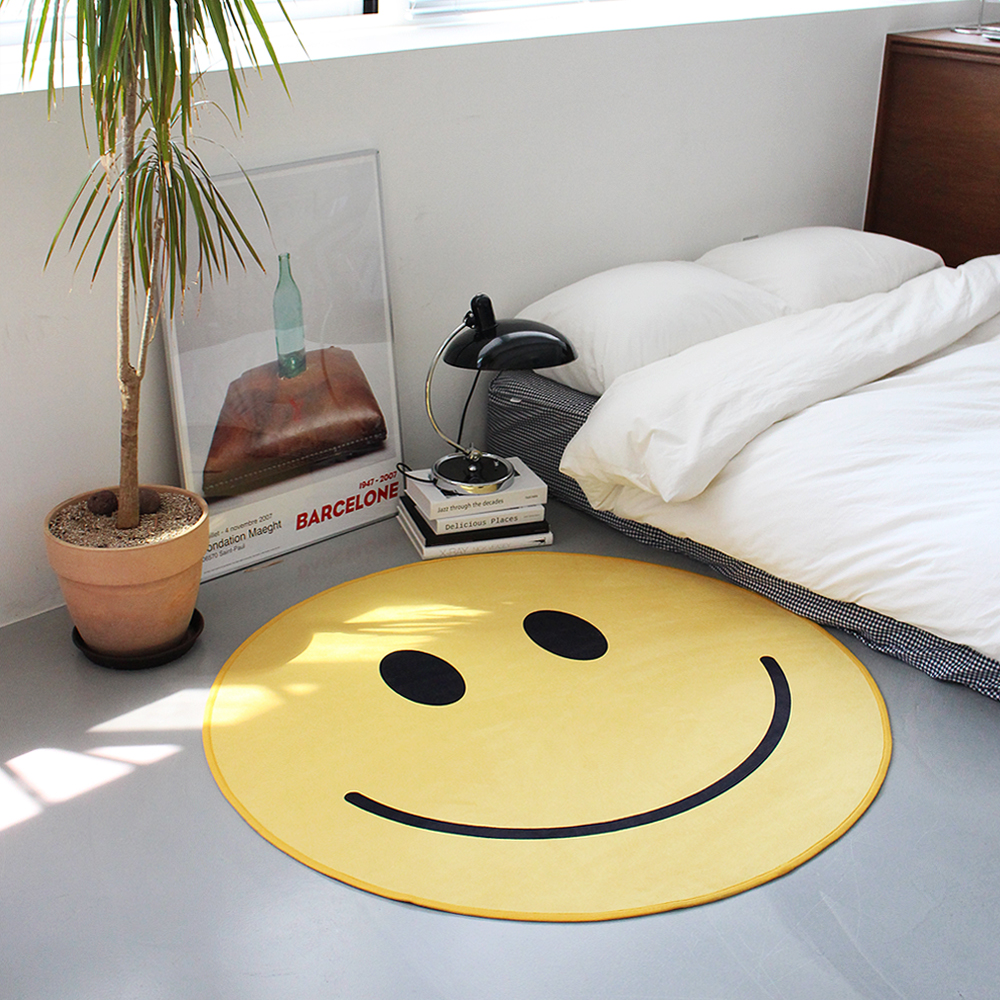 스마일 원형러그 극세사 방수 거실 카페트 아이방 인테리어 매트