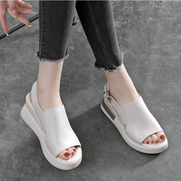 여성 6.5cm 키높이 웨지힐 샌들 통굽 슬리퍼 - 상세 이미지 4