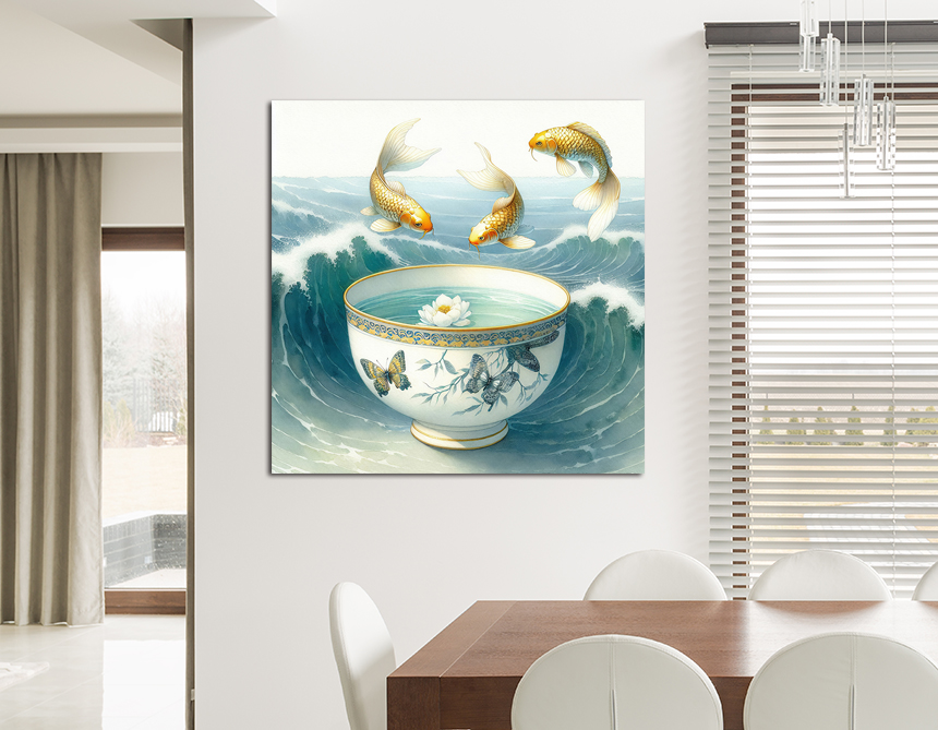 돈들어오는 거실 인테리어 그림 풍수 물고기 연꽃 잉어 개업선물 바다품은백자 중형 - 상세 이미지 3