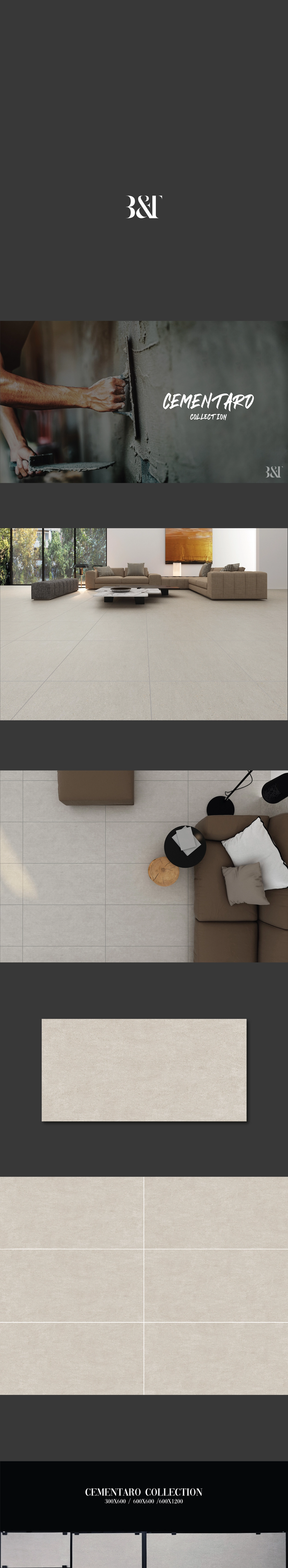 포세린 벽 타일 무광 아이보리 베트남 BT-612.6878 (CEMENTARO12 OYSTER) - 상세 이미지 3