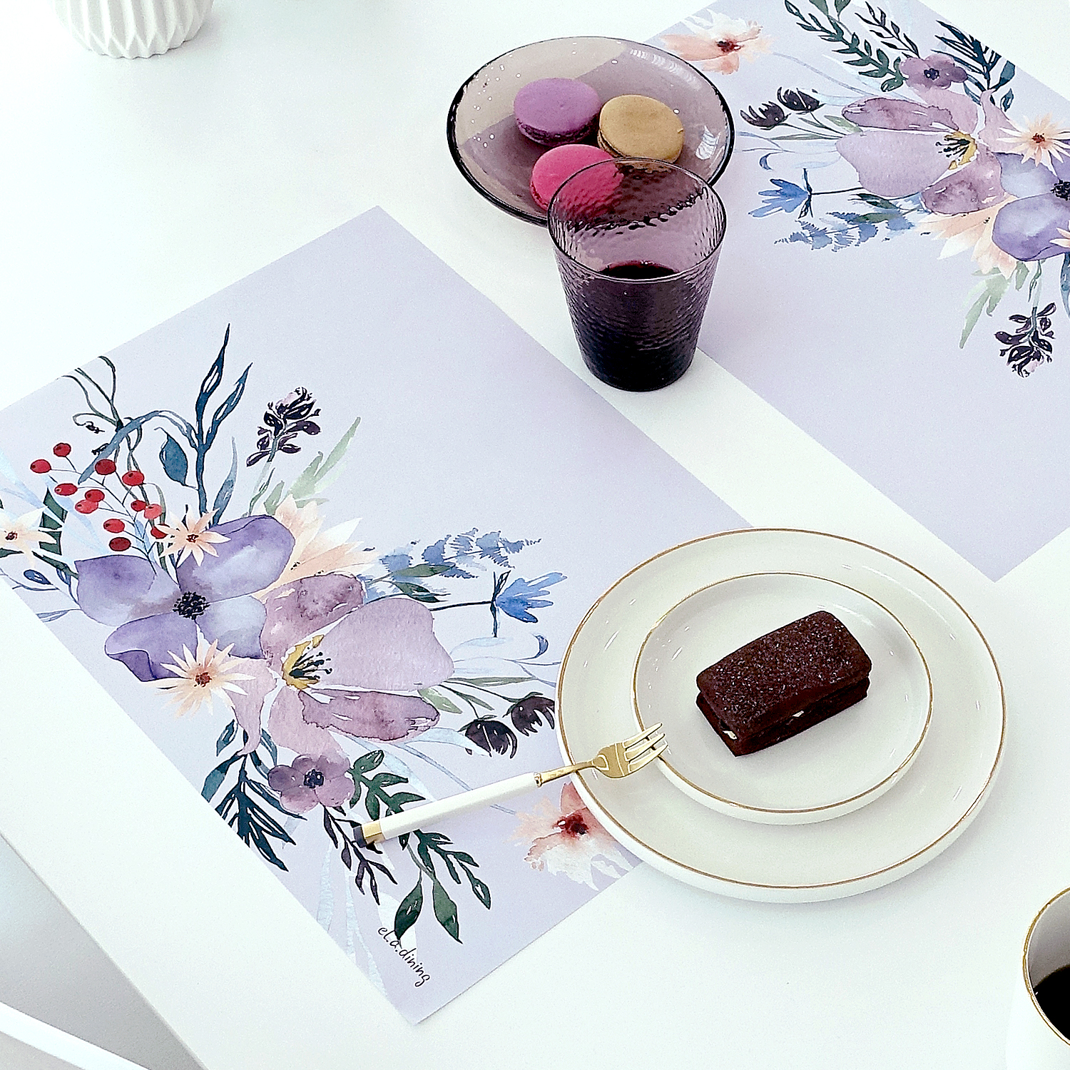 일회용 종이 식탁매트 10P 세트 퍼플야생화 엘라다이닝