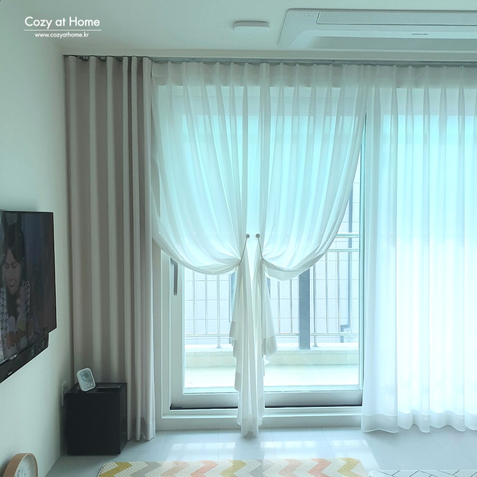 [ 익일배송 ] 코지앳홈 차르르화이트쉬폰 거실속커튼2장세트 사이즈별5종